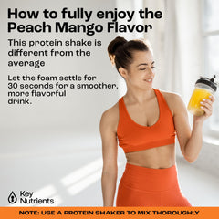 KEY NUTRIENTS Peach Mango shaker-mix demonstrating easy blending for hydration