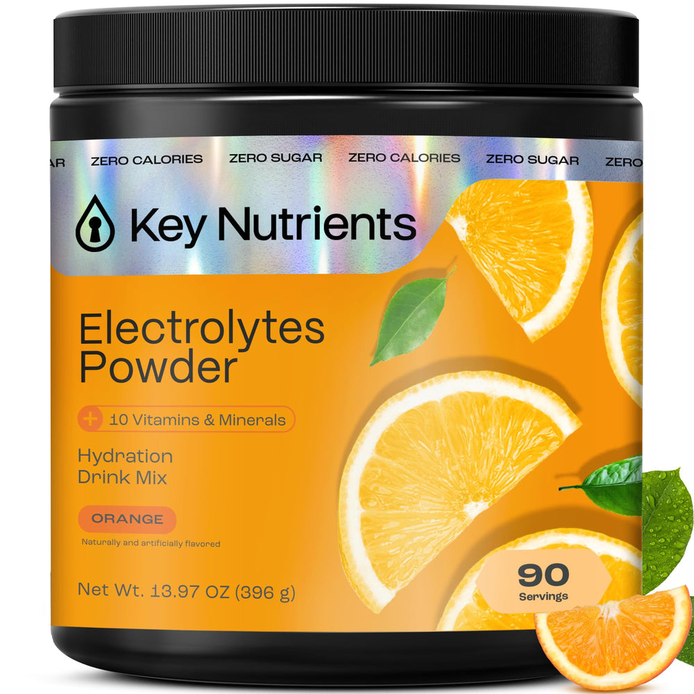 KEY NUTRIENTS Tangy Orange powder tub ready for quick hydration.