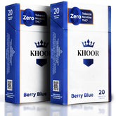 KHOOR Berry Blue herbal cigarettes pack front view, portable and non-addictive alternative to traditional cigarettes.