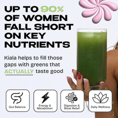 Kiala Nutrition Super Greens Spirulina-Chlorella bottle highlighting nutrient-dense daily wellness