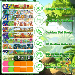 360 Pcs Kids Cartoon Bandages offer waterproof, breathable protection during play
