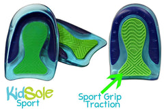 KidSole sport-traction-heel-cups packaging showing two pairs and four single cups.