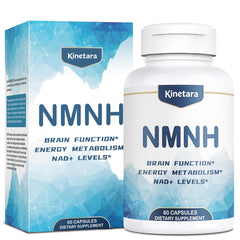 Kinetara NMNH bottle front showing packaging for NAD+ support