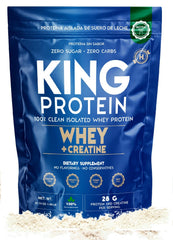 KING Protein Clean Unflavored Whey Isolate bottle pouring for lean muscle support