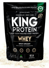 KING Protein Clean Whey Isolate unflavored bottle demonstrates versatile powder for smoothies