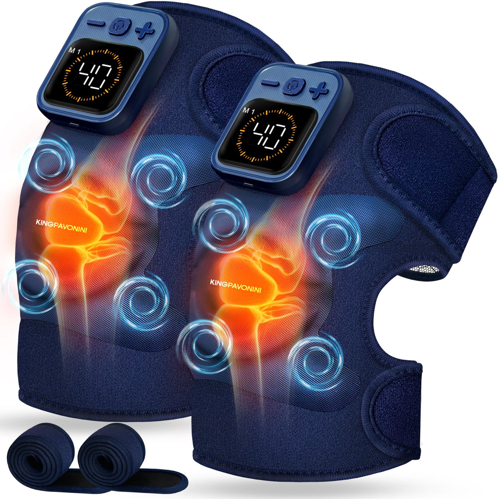 KingPavonini knee massager shows heat levels for customizable warmth.