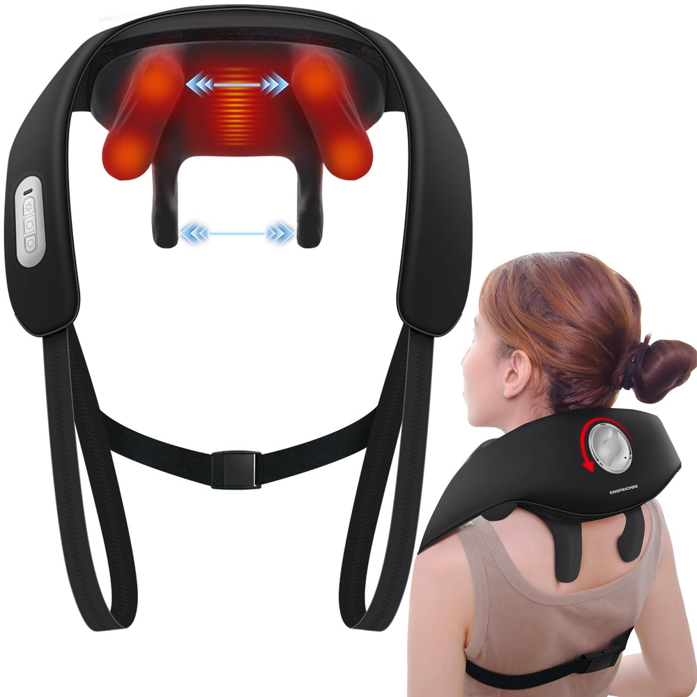 KingPavonini neck massager with adjustable width for a secure fit during use.