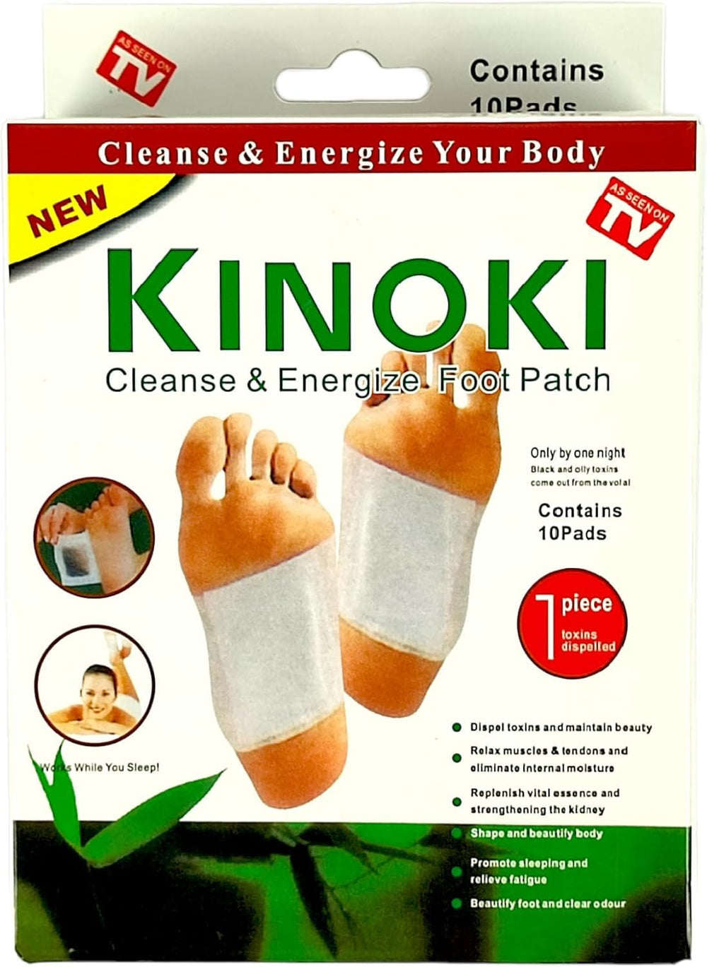 Kinoki Premium Foot Patches adhesive pads close-up for odor relief and comfort.