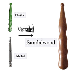 KINTEGOOD sandalwood acupoint pen handle close-up smooth grip during sessions.