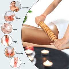 KintKita Wood Therapy Roller ergonomic handle for secure grip during sessions.