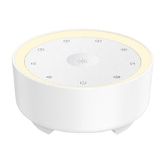 Kipcush white noise machine front view showcasing compact travel-friendly design.