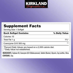 Kirkland CoQ10 300 mg label USP verified, trusted quality for consistency.