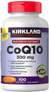 Kirkland CoQ10 300 mg bottle front view highlighting antioxidant support for daily wellness
