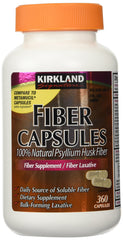 Kirkland Fiber Capsules pack of 2 bottles with psyllium husk for daily fiber support.