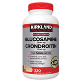 KIRKLAND Glucosamine & Chondroitin two-bottle display showing the product set benefits.