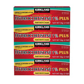 Kirkland Hydrocortisone 1% Plus Anti-Itch Cream pack of four tubes shown for minor skin itch
