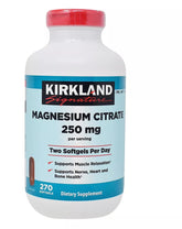 Kirkland Magnesium Citrate softgels bottle front for easy daily magnesium support