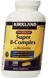 Kirkland One Per Day Super B-Complex bottle for daily energy support