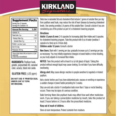 Kirkland Psyllium Fiber capsules closeup, natural psyllium husk for easy daily fiber
