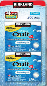 Kirkland Quit Ice Mint gum pack front view, mint flavor for craving support.
