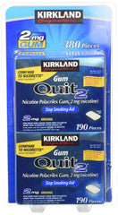 Kirkland 2 mg gum 380-count box shown for steady daily use