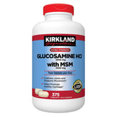 Kirkland Signature Glucosamine with MSM bottle shows high-strength joint support.