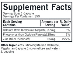 Kirkman Zinc Picolinate capsules closeup highlighting easy-to-swallow vegetarian capsules.
