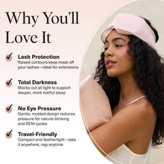 Kitsch Contour Pillow Eye Mask blocks light completely for deeper naps.