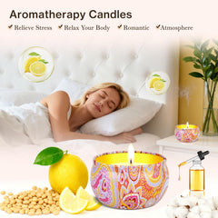 KIYTARBOO gardenia and lemon candles in elegant packaging, clean-burning