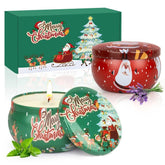 Vela KIYTARBOO de lavanda y menta en frasco, ideal para relajación y ambiente festivo.