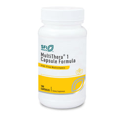 Klaire Labs MultiThera iron-free bottle front, ideal for iron-free diets.