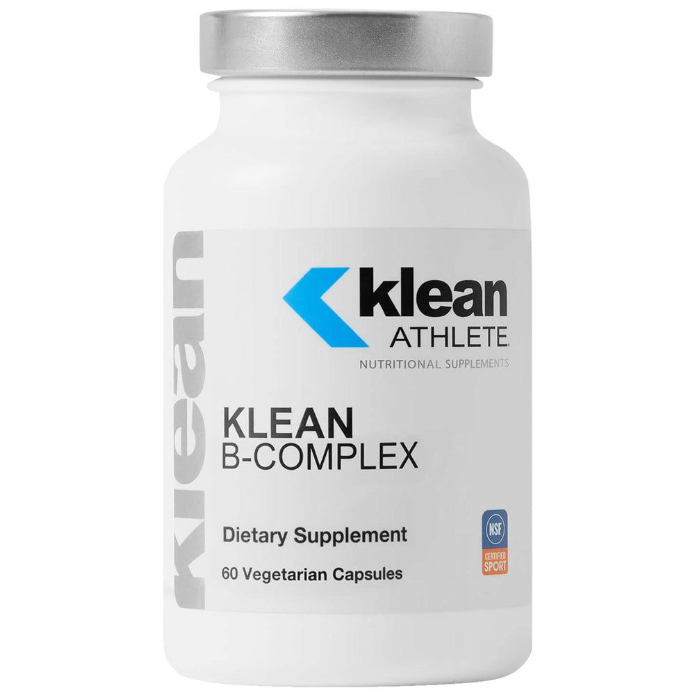 Klean Athlete Klean B-Complex bottle front showing sturdy packaging and daily wellness support potential.