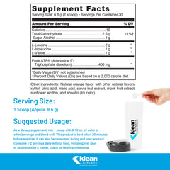 Klean Athlete Klean BCAA + Peak ATP scoop ready for fast intra-workout energy.