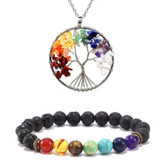 KMYA Healing Crystals Tree of Life necklace with natural stones for balance and calm