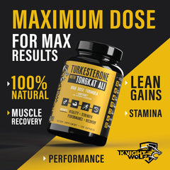 KNIGHT WOLF SUPPS Turkesterone capsules close-up emphasizing high-potency serving.
