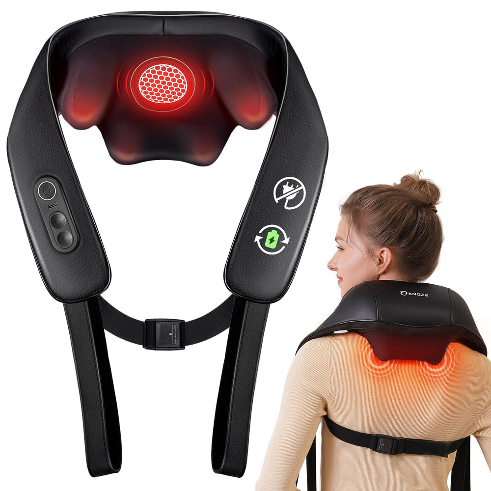 KNQZE neck and shoulder massager with heat delivers targeted warmth for tense shoulders.