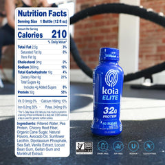Pouring Koia Elite Vanilla shows creamy plant-based protein ideal for post-workout fuel