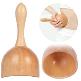 Komogir handheld wooden guasha cup front view for precise contouring and relaxation