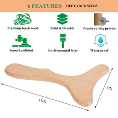 Komogir wood therapy tool close-up shows a smooth bevel for safe use.