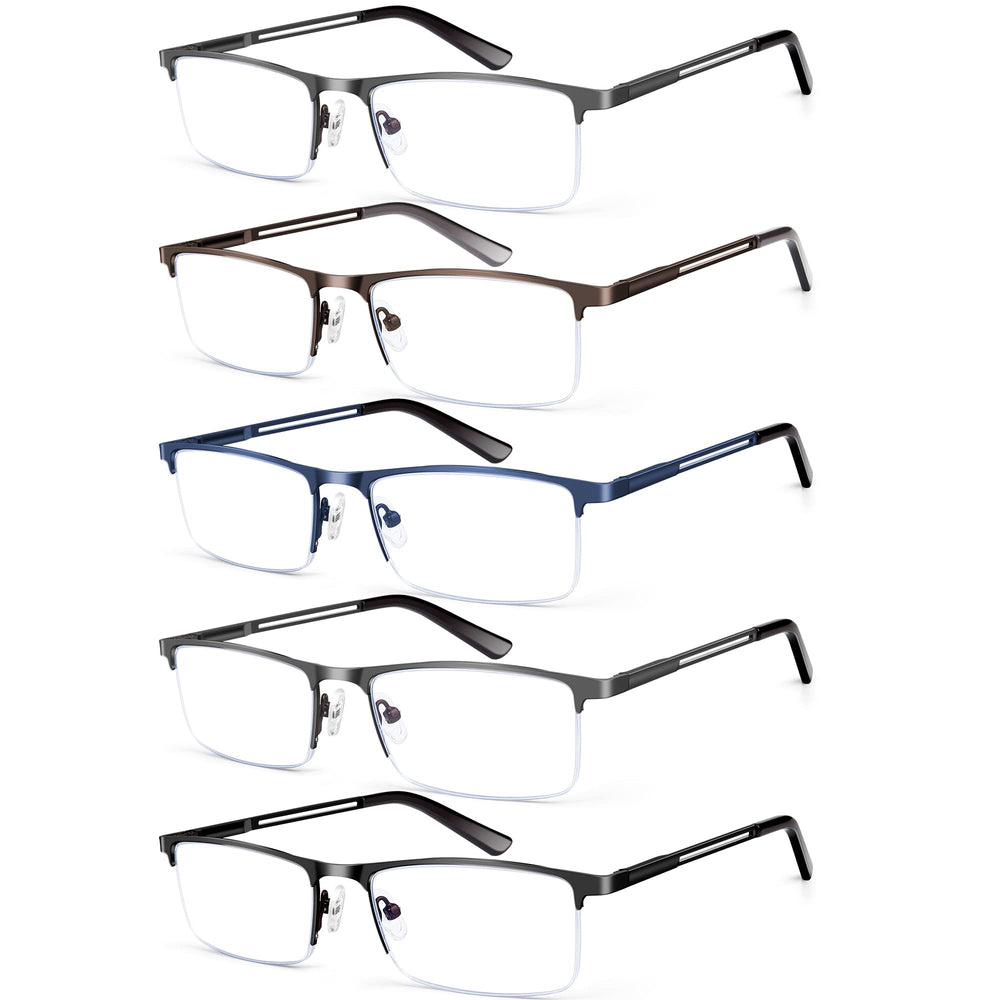 KONHAGO blue light blocking reading glasses with half-frame metal design for screen-friendly use.