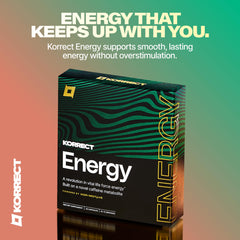 KORRECT LIFE Korrect Clean Energy bottle pour suggesting long-lasting energy.