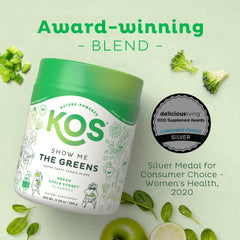 Dry green juice powder with scoop ready to measure