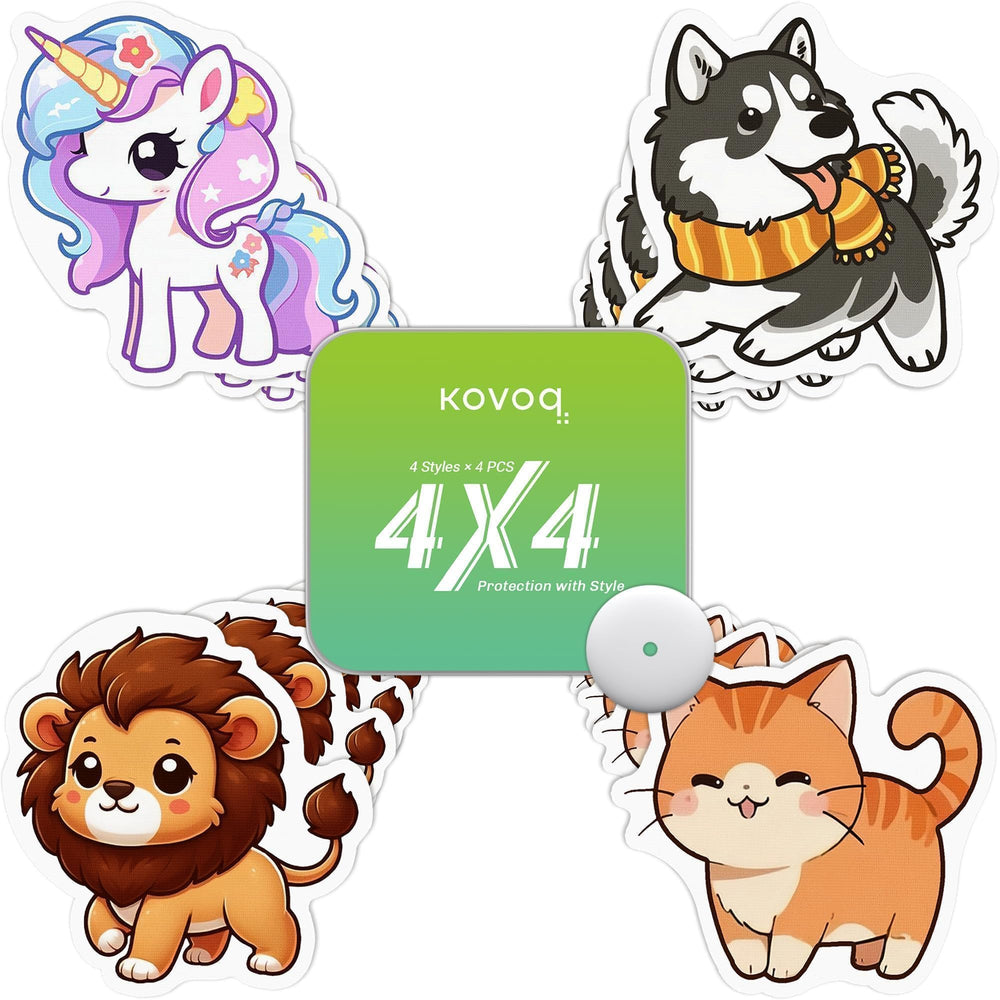 KOVOQ FiguraGuard lion patch protects Libre 3 sensor during active play.