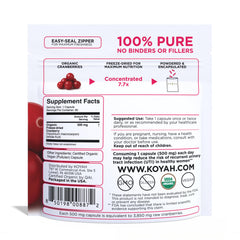 KOYAH freeze-dried cranberry powder highlights deep red color and nutrient richness