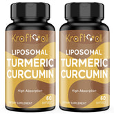 Kraftvoll liposomal turmeric curcumin bottle close-up emphasizes easy daily absorption