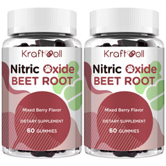 Kraftvoll Nitric Oxide Beet Root Gummies bottle showing sugar-free berry flavor for daily beetroot intake.