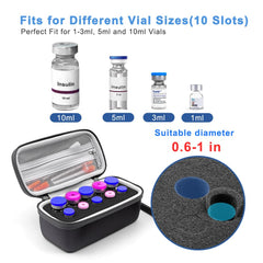 Inside view with foam padding securing insulin vials in Krypthos organizer.