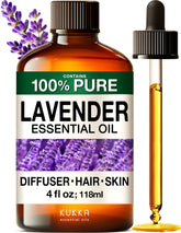 KUKKA Lavender essential oil bottle offers a pure aroma for diffusers and calming scents.