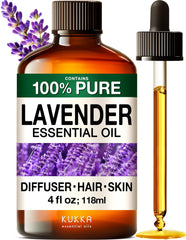 KUKKA Lavender essential oil bottle offers a pure aroma for diffusers and calming scents.