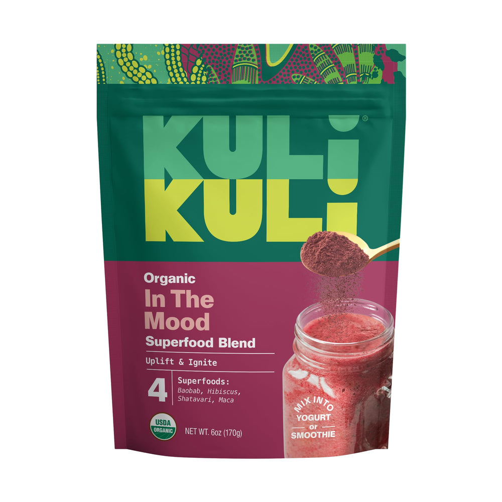 Kuli Kuli Mood Magic bottle being poured, a convenient daily mood boost